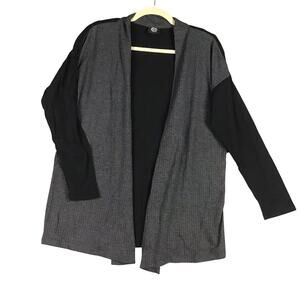 Bobeau Women’s Small Open Front Cardigan Gray Black Colorblock Waffle Knit